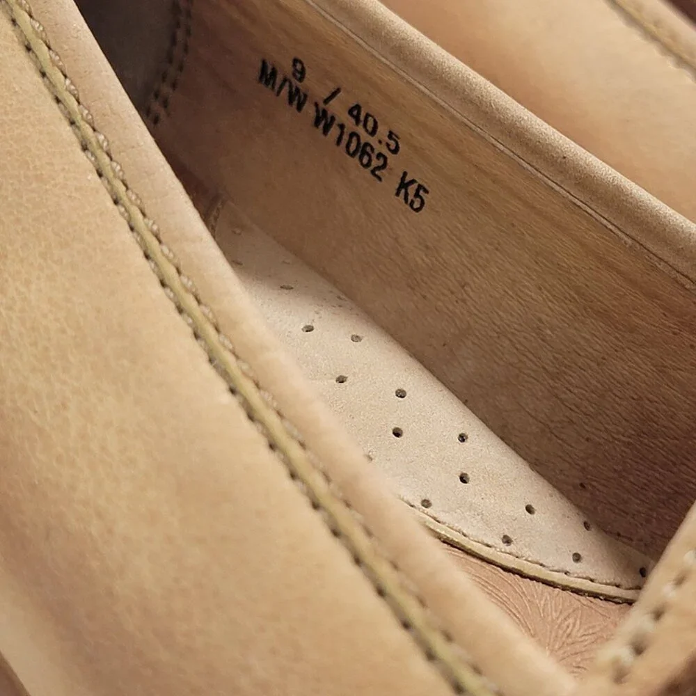 Born Womens Beige Leather Bamboo Bit Loafers Size 9 Coastal Grandma Driving Shoe